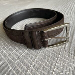 Remo Tulliani Dark Brown Leather Belt Mens 38 Cashmere Suede - DESC